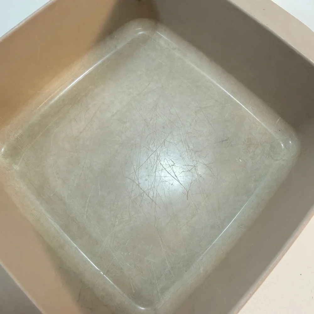 Anchor Hocking Microwave Casserole Dish Beige Divided Lid PM481-T1 Made In USA